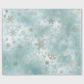 Elegantes Blue Silver Christmas Snowflake Muster Geschenkpapier (Flach)