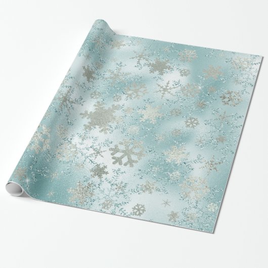 Elegantes Blue Silver Christmas Snowflake Muster Geschenkpapier (Ungerollt)
