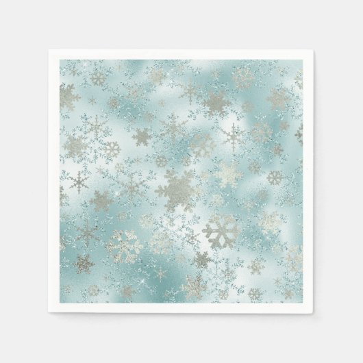 Elegantes Blue Silver Christmas Snowflake Muster Serviette (Vorderseite)