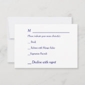 Elegantes Blue Silver Frame Wedding Menu UAWG RSVP Karte (Rückseite)