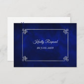 Elegantes Blue Silver Frame Wedding Menu UAWG RSVP Karte (Vorne/Hinten)