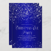 Elegantes Blue Silver Glitzer Weihnachten Party Einladung (Vorne/Hinten)