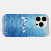 Elegantes Blue Silver Modernes Personalisiert Case-Mate iPhone Hülle (Rückseite (Horizontal))