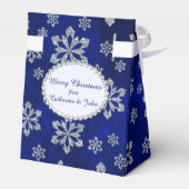 Elegantes Blue Silver Snowflake Personalisiert Geschenkschachtel (Rückseite)