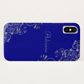 Elegantes Blue Silver Wirbel Benutzerdefiniertes S Case-Mate iPhone Hülle (Rückseite (Horizontal))