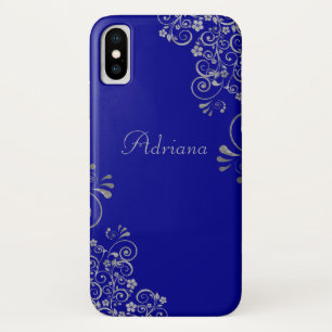 Elegantes Blue Silver Wirbel Benutzerdefiniertes S Case-Mate iPhone Hülle
