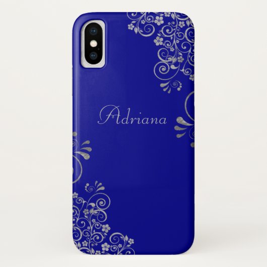 Elegantes Blue Silver Wirbel Benutzerdefiniertes S Case-Mate iPhone Hülle (Rückseite)