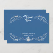 Elegantes Blue & Silver Wreath Monochromatic Weddi (Vorne/Hinten)