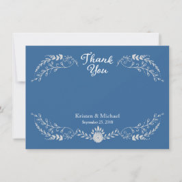 Elegantes Blue & Silver Wreath Monochromatic Weddi