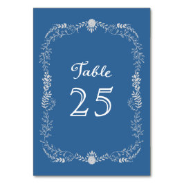 Elegantes Blue & Silver Wreath Monochromatic Weddi Tischnummer