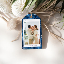Elegantes Blue Snowflake Foto Geschenkanhänger