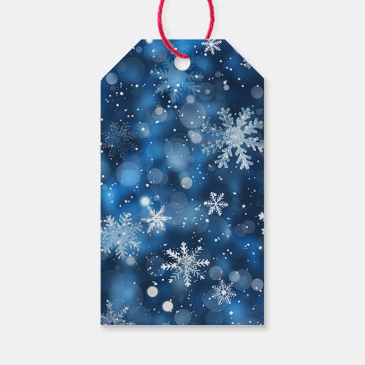 Elegantes Blue Snowflake Foto Geschenkanhänger (Rückseite)