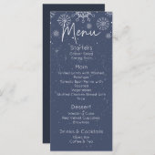 Elegantes Blue Snowflake Winter Themed Wedding Men Menükarte (Vorne/Hinten)