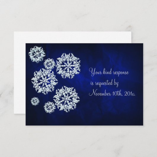 Elegantes Blue Snowflake Winter Wedding UAWG RSVP Karte (Vorne/Hinten)