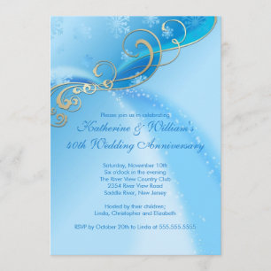 Elegantes Blue Snowflake Winterjubiläum Einladung