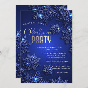 Elegantes Blue Snowflakes Weihnachtsunternehmen Einladung