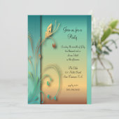 Elegantes Blue Sunset Butterfly Party Template Einladung (Stehend Vorderseite)