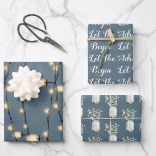 Elegantes Blue Surprise Retirement Party Classic R Geschenkpapier Set