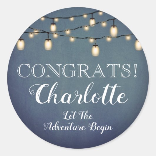 Elegantes Blue Surprise Retirement Party Runder Aufkleber (Vorderseite)
