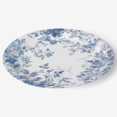 Elegantes Blue Toile Chinoiserie Brautparty Pappteller (Schrägansicht)