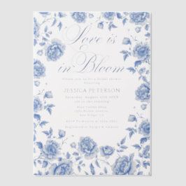 Elegantes Blue Toile Chinoiserie Brautparty Pergament Einladungen