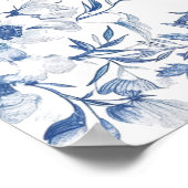 Elegantes Blue Toile Chinoiserie Brautparty Poster (Ecke)