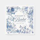 Elegantes Blue Toile Chinoiserie Brautparty Serviette (Vorderseite)