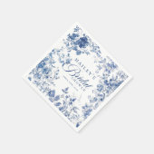 Elegantes Blue Toile Chinoiserie Brautparty Serviette (Ecke)