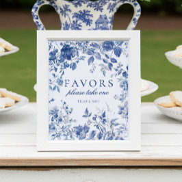 Elegantes Blue Toile de Jouy Chinoiserie Favoriten Poster