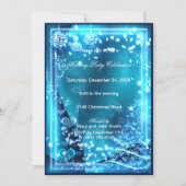 Elegantes Blue Tree Herts Weihnachtsfest Party Ein Einladung (Vorderseite)