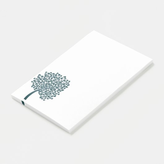 Elegantes Blue Tree Herzdesign Post-it Klebezettel (angewinkelt)