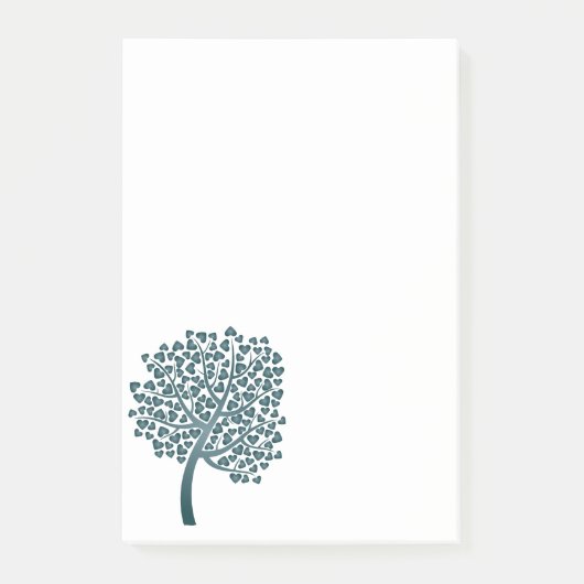 Elegantes Blue Tree Herzdesign Post-it Klebezettel (Vorderseite)