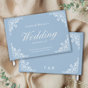 Elegantes Blue und White Formal Wedding Gästebuch