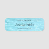 Elegantes Blue Water Calligraphy Script Aqua Moder Namensschild (Vorderseite)