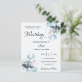 Elegantes Blue Watercolor Blumen Blumen Foto Hochz (Stehend Vorderseite)