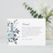Elegantes Blue Watercolor Blumenzettel RSVP Karte (Stehend Vorderseite)