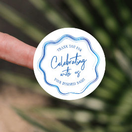 Elegantes Blue Watercolor Business Event Vielen Da Runder Aufkleber