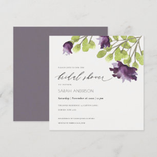 ELEGANTES BLUE WATERCOLOR FLORAL GOLD BRAUTPARTY EINLADUNG
