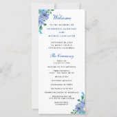 Elegantes Blue Watercolor Floral Wedding Program (Vorderseite)