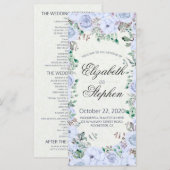 Elegantes Blue Watercolor Floral Wedding Program Programm (Vorne/Hinten)