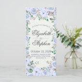 Elegantes Blue Watercolor Floral Wedding Program Programm (Stehend Vorderseite)