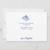 Elegantes Blue Watercolor Foliage Bat Mitzvah Dankeskarte (Rückseite)