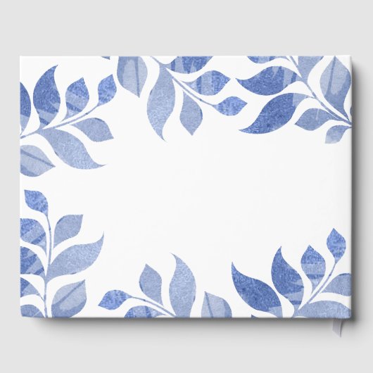 Elegantes Blue Watercolor Foliage Bat Mitzvah Gästebuch (Rückseite)