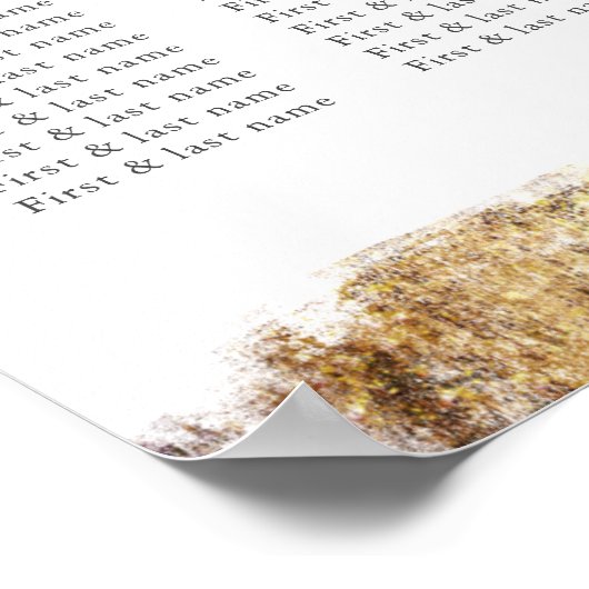 Elegantes Blue Watercolor Gold Hochzeitsszenario Poster (Ecke)