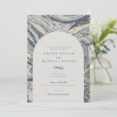 Elegantes Blue Watercolor Ocean Swirl Hochzeit Einladung (Stehend Vorderseite)