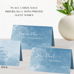 Elegantes Blue Watercolor Script für Hochzeiten vo Tischnummer