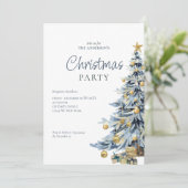 Elegantes Blue Watercolor Tree Weihnachten Party (Stehend Vorderseite)