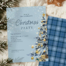 Elegantes Blue Watercolor Tree Weihnachten Party