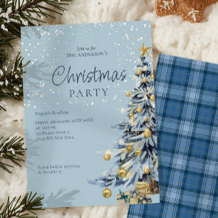 Elegantes Blue Watercolor Tree Weihnachten Party