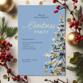 Elegantes Blue Watercolor Tree Weihnachten Party Folieneinladung